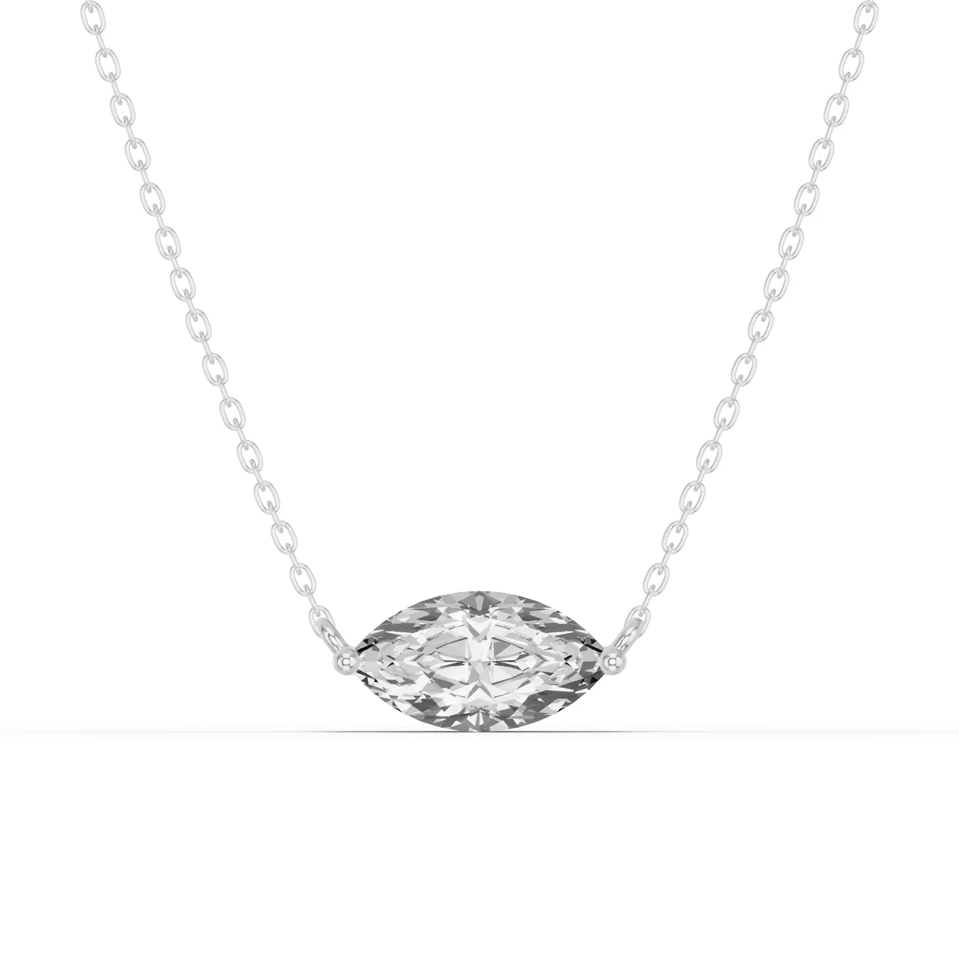 East-West Setting 14K White Gold Engagement Ring
