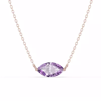 Marquise Amethyst East-West Solitaire Necklace