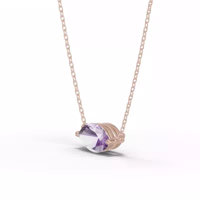 Marquise Amethyst East-West Solitaire Necklace