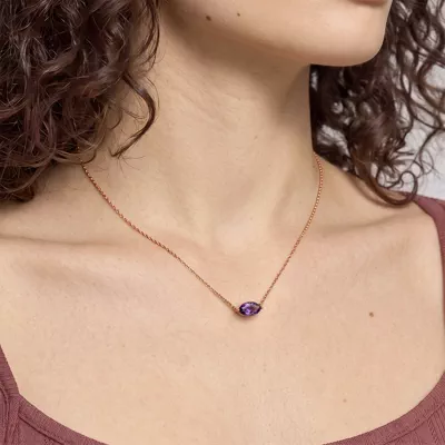 Marquise Amethyst East-West Solitaire Necklace