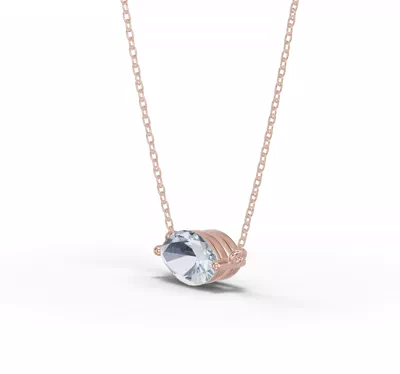 Marquise Aquamarine East-West Solitaire Necklace