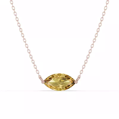 Marquise Citrine East-West Solitaire Necklace