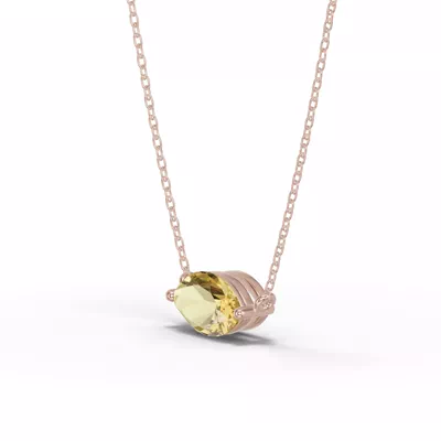 Marquise Citrine East-West Solitaire Necklace