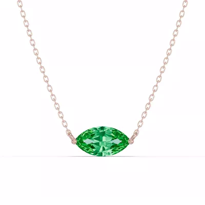 Marquise Emerald East-West Solitaire Necklace