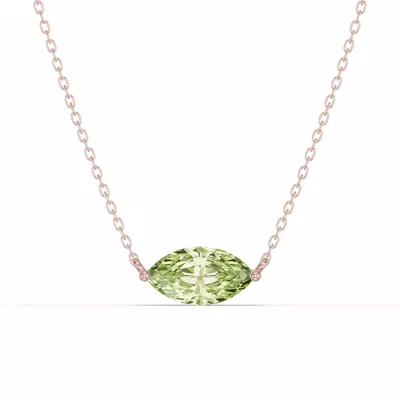 Marquise Peridot East-West Solitaire Necklace