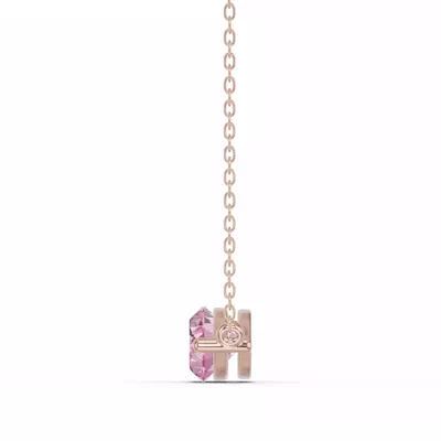 Marquise Pink Tourmaline East-West Solitaire Necklace