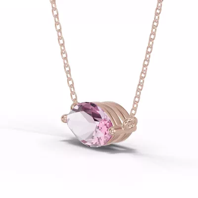Marquise Pink Tourmaline East-West Solitaire Necklace