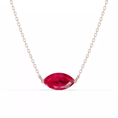 Marquise Ruby East-West Solitaire Necklace