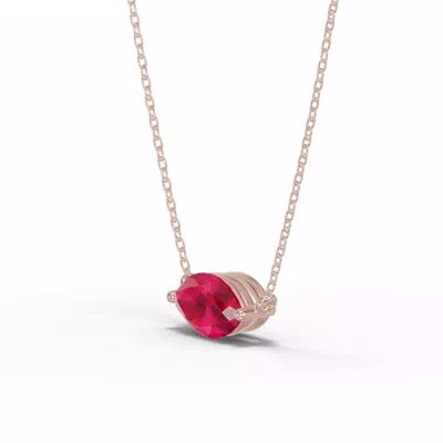 Marquise Ruby East-West Solitaire Necklace