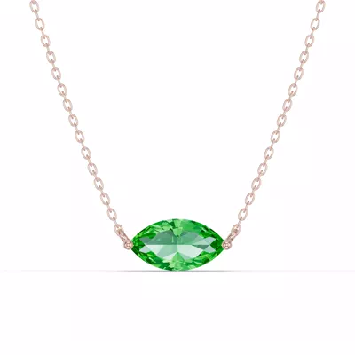 Marquise Tsavorite East-West Solitaire Necklace