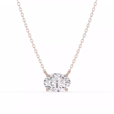 Oval Lab Diamond East-West Solitaire Necklace