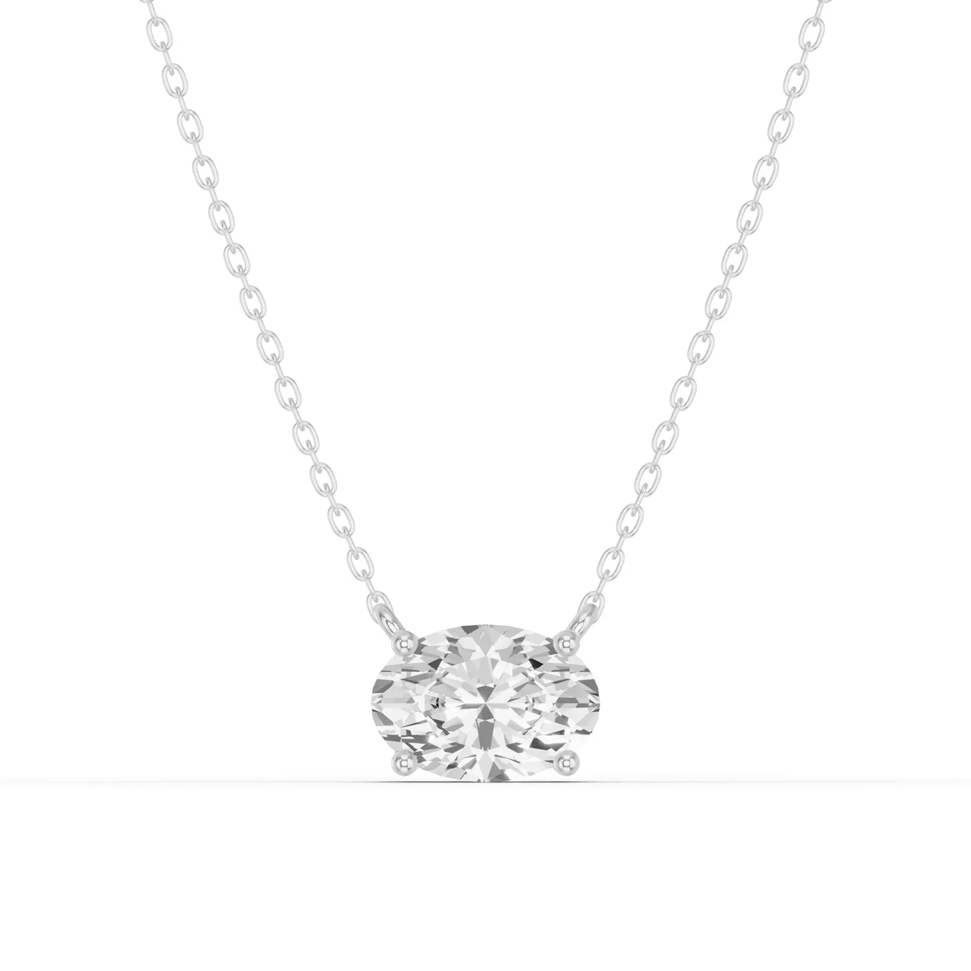 East-West Setting 14K White Gold Engagement Ring