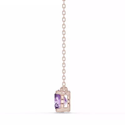 Oval Amethyst East-West Solitaire Necklace