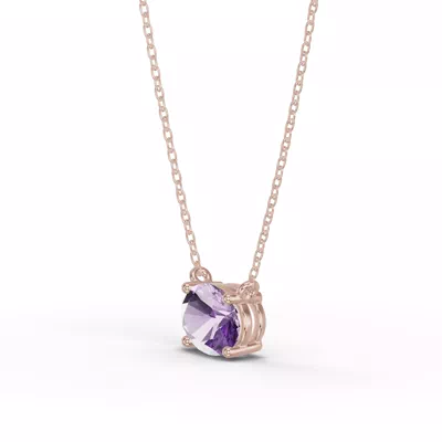 Oval Amethyst East-West Solitaire Necklace