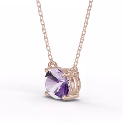Oval Amethyst East-West Solitaire Necklace