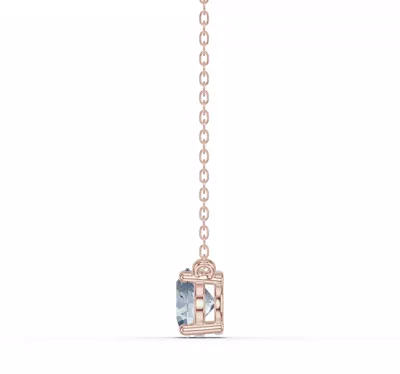 Oval Aquamarine East-West Solitaire Necklace
