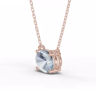Oval Aquamarine East-West Solitaire Necklace