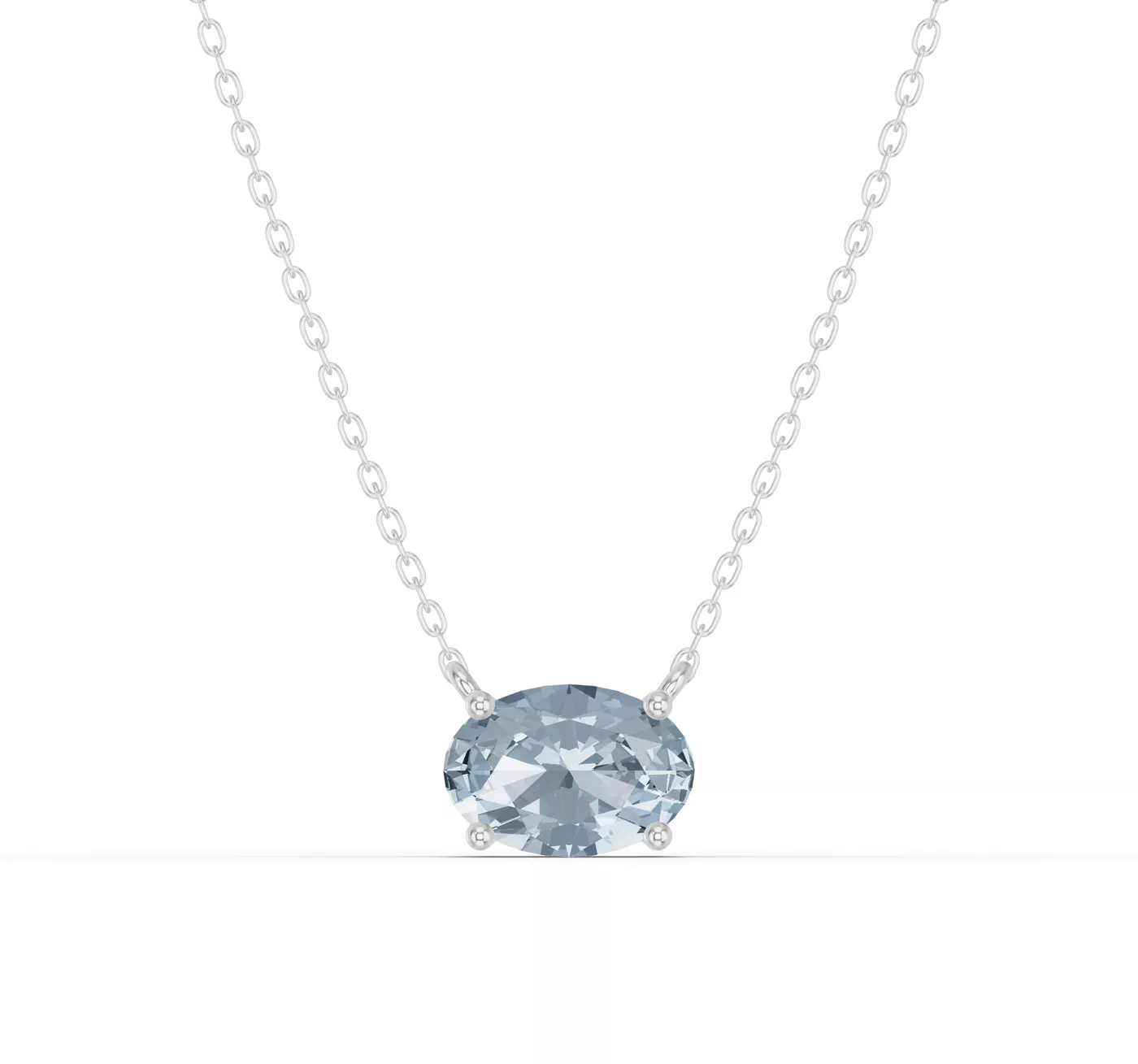 East-West Setting 14K White Gold Engagement Ring