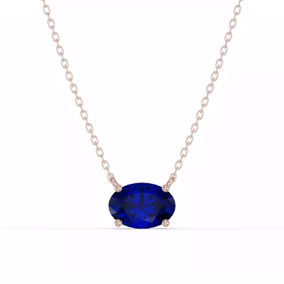 Oval Sapphire East-West Solitaire Necklace