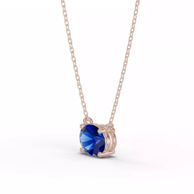 Oval Sapphire East-West Solitaire Necklace