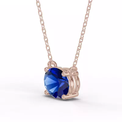 Oval Sapphire East-West Solitaire Necklace