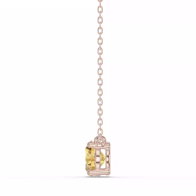 Oval Citrine East-West Solitaire Necklace