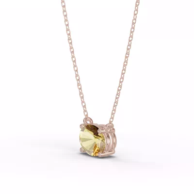Oval Citrine East-West Solitaire Necklace