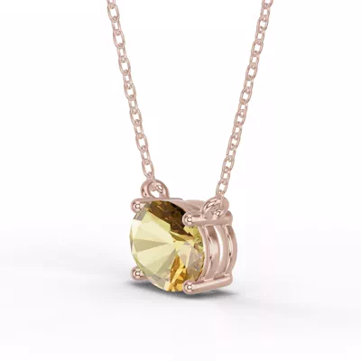 Oval Citrine East-West Solitaire Necklace