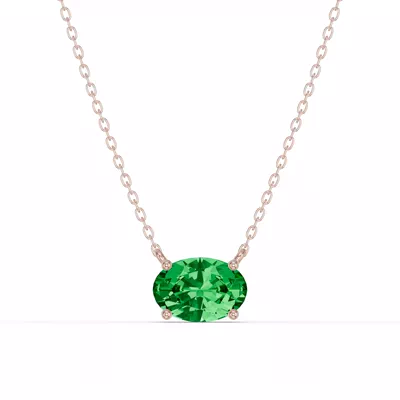 Oval Emerald East-West Solitaire Necklace