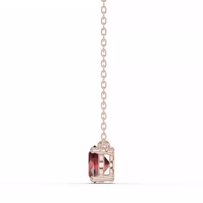 Oval Garnet East-West Solitaire Necklace