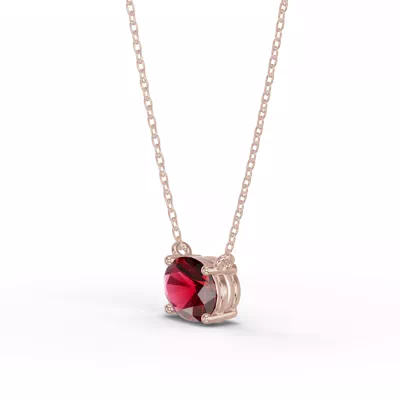 Oval Garnet East-West Solitaire Necklace