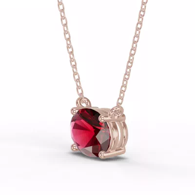 Oval Garnet East-West Solitaire Necklace