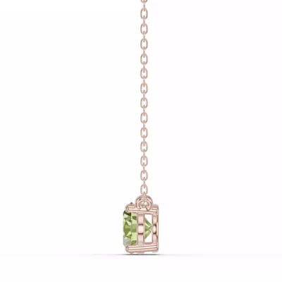 Oval Peridot East-West Solitaire Necklace