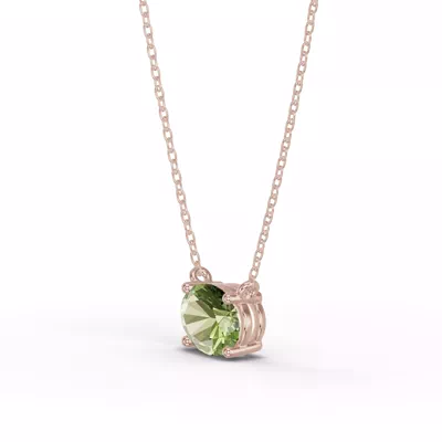 Oval Peridot East-West Solitaire Necklace