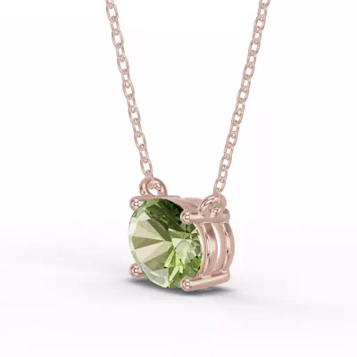 Oval Peridot East-West Solitaire Necklace