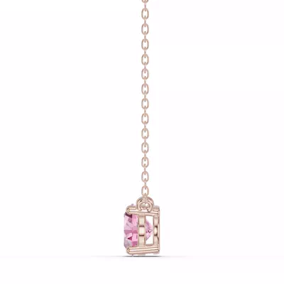 Oval Pink Tourmaline East-West Solitaire Necklace