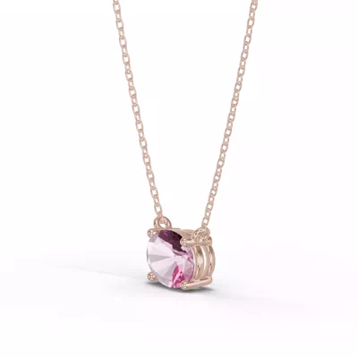 Oval Pink Tourmaline East-West Solitaire Necklace
