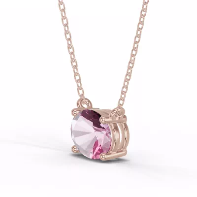 Oval Pink Tourmaline East-West Solitaire Necklace