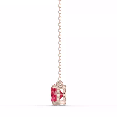 Oval Ruby East-West Solitaire Necklace