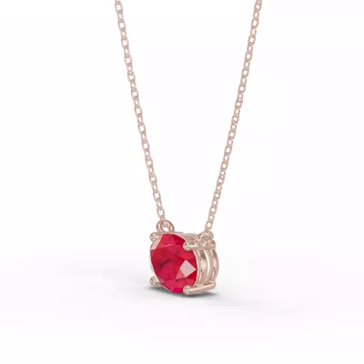 Oval Ruby East-West Solitaire Necklace