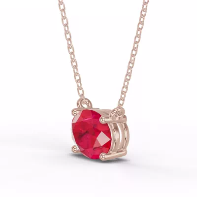 Oval Ruby East-West Solitaire Necklace