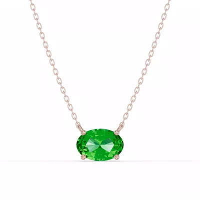 Oval Tsavorite East-West Solitaire Necklace