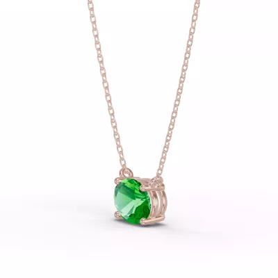 Oval Tsavorite East-West Solitaire Necklace
