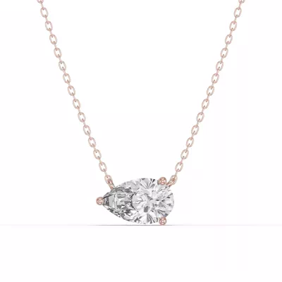 Pear-Shaped Lab Diamond East-West Solitaire Necklace
