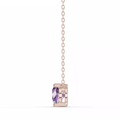 Pear-Shaped Amethyst East-West Solitaire Necklace