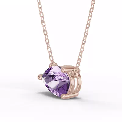 Pear-Shaped Amethyst East-West Solitaire Necklace