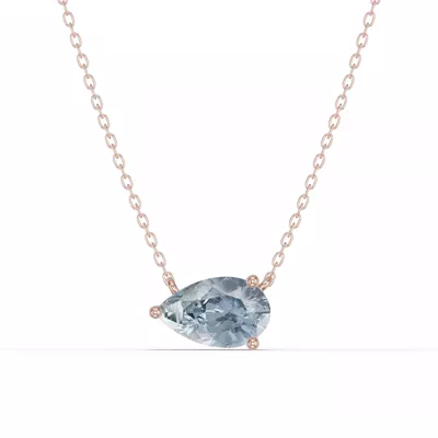 Pear-Shaped Aquamarine East-West Solitaire Necklace