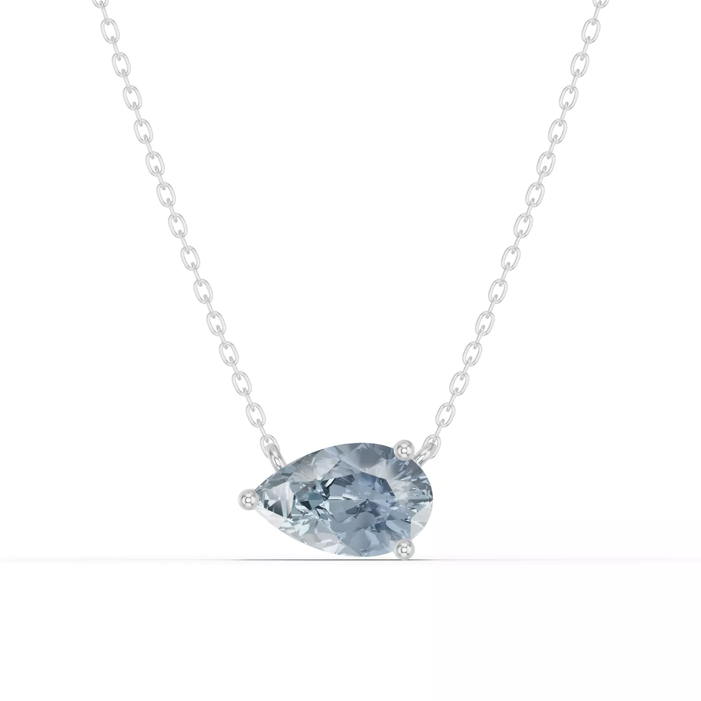 East-West Setting 14K White Gold Engagement Ring