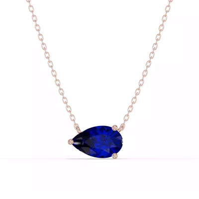 Pear-Shaped Sapphire East-West Solitaire Necklace
