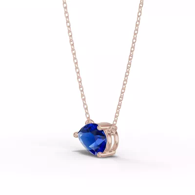 Pear-Shaped Sapphire East-West Solitaire Necklace